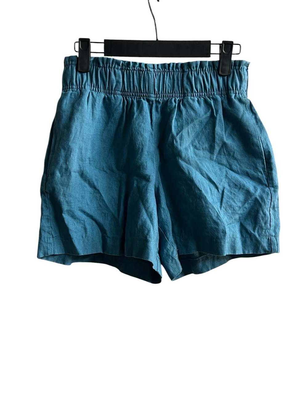 Quince XS turquoise linen shorts